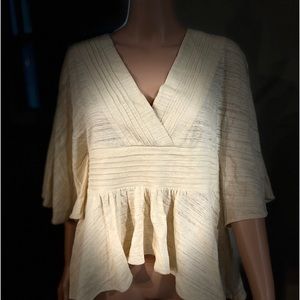 NWT LUCKY BRAND Women's Peasant Top CREAM Size M